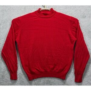 Gran Sasso Sweater Mens Small Sz 48 Red 100% Virgin Wool Mock Neck Made in Italy